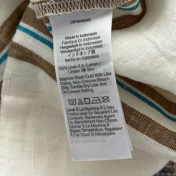 Madewell 100% Linen Striped Column Maxi Skirt XS Side Slit Summer - Picture 11 of 11